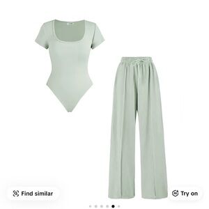 KatchMe US Sage Green Bodysuit and Pants Set
